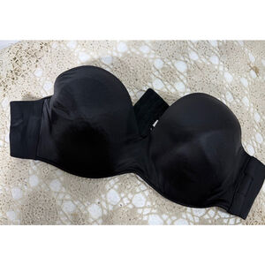 Cacique Women Bra 46C Black Strapless Underwire
